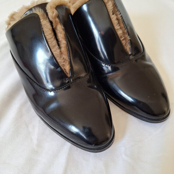 BCBGMaxAzaria Patent-Leather/Faux-Fur Mules - Picture 3 of 6
